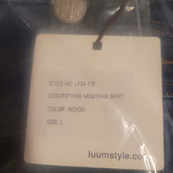 Luum Montana Denim Midi Skirt Indigo Blue Size L  Fit & Flare Waist - Picture 7 of 10